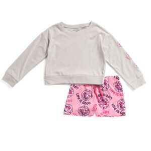 NWT LIFE IS GOOD Girls 2pc Sleep Pull over Top and Shorts Set